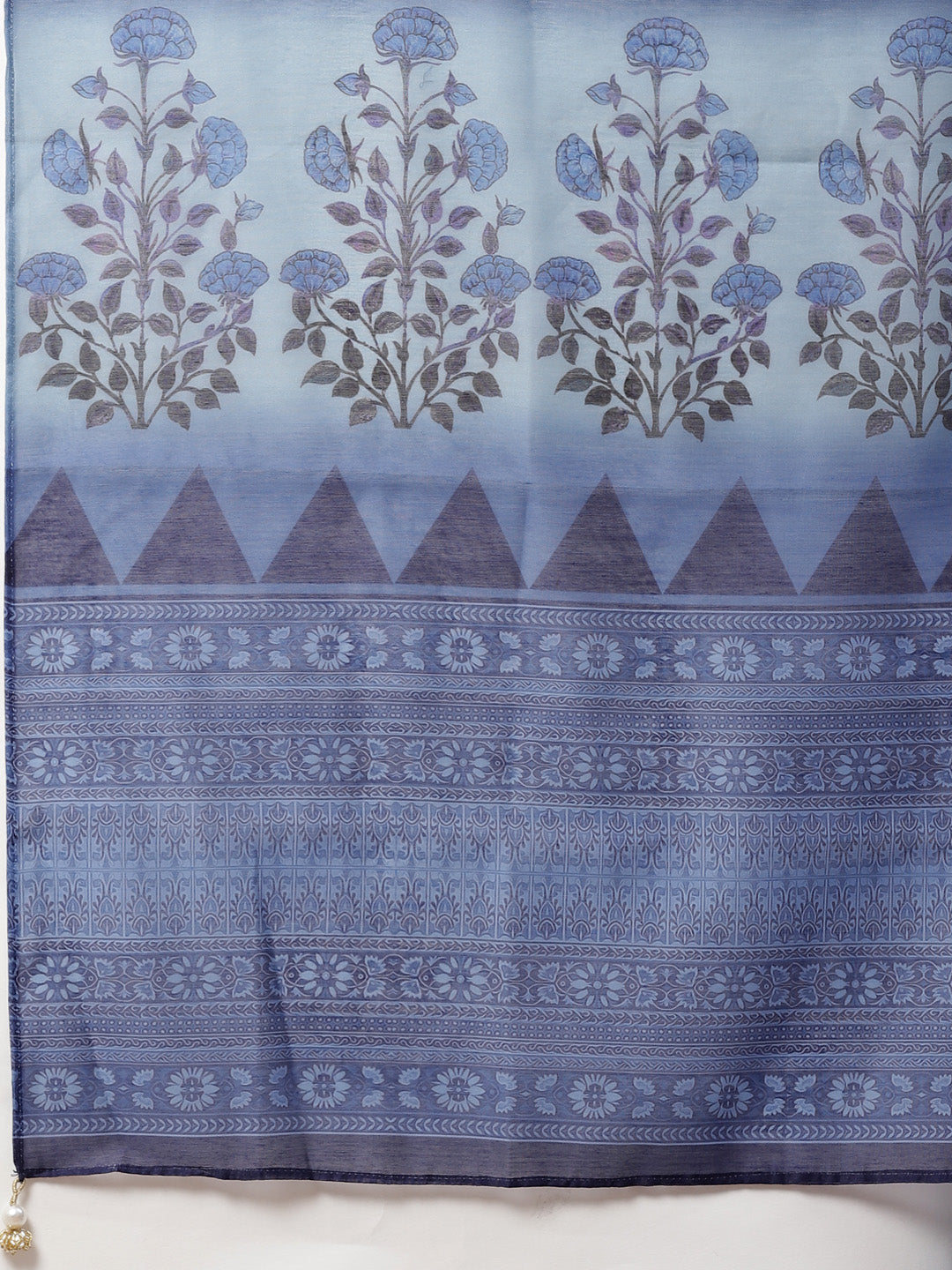Chanderi Silk Stitched Suit with Digital Indigo & Indie Print with Maheshwari Dupatta