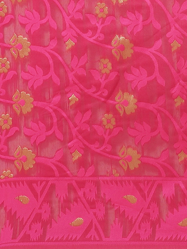 Handloom Chanderi Saree with Abstract woven pattern and Gold Zari weaving