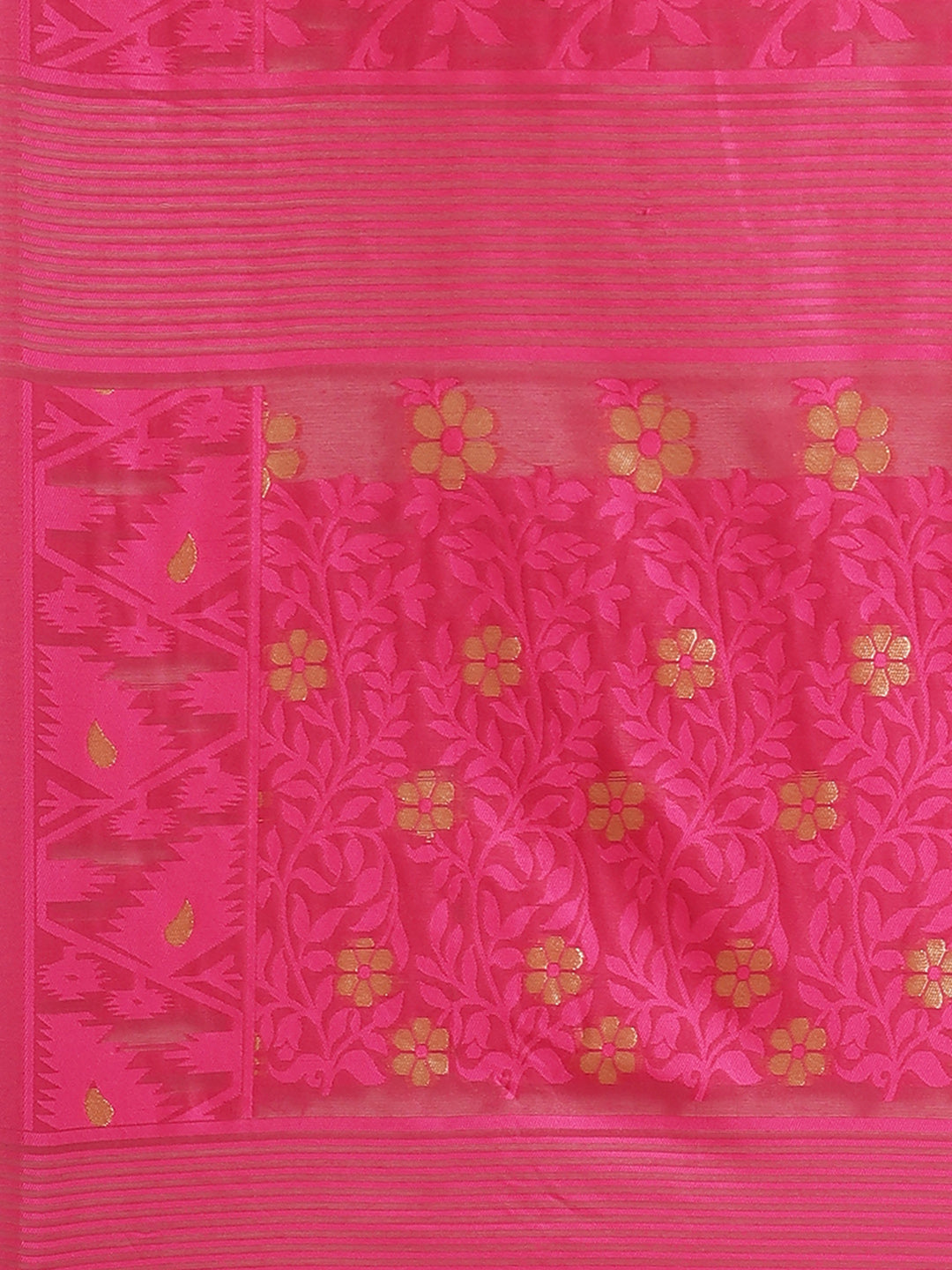Handloom Chanderi Saree with Abstract woven pattern and Gold Zari weaving