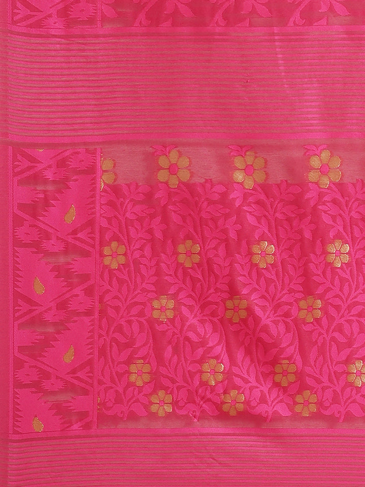 Handloom Chanderi Saree with Abstract woven pattern and Gold Zari weaving