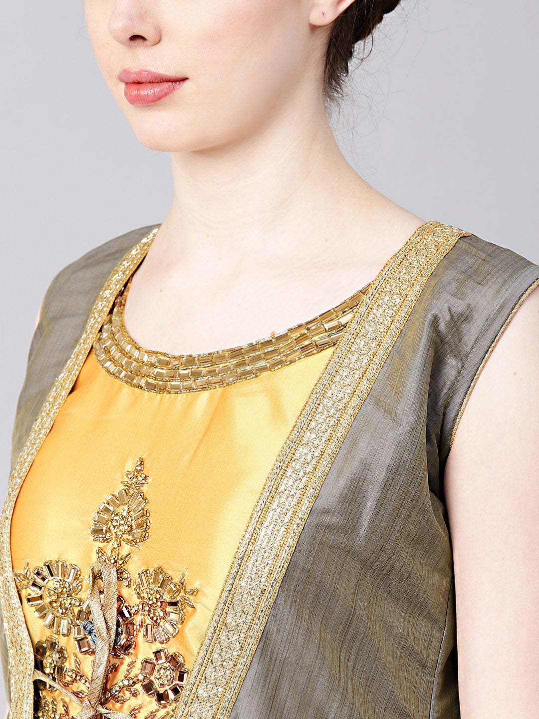 Floor-length Kurta Set with Handloom Banarasi Silk Jacket