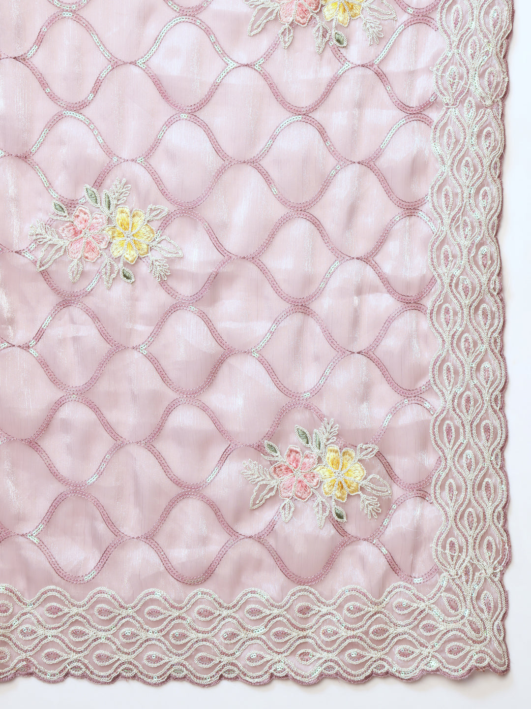 Floral Resham Embroidered & Sequence Embellished Saree