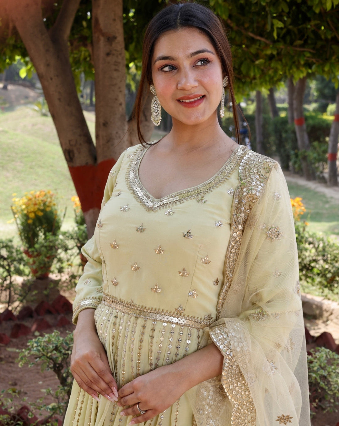 Gota Patti Embroidery Georgette Kurta Patiala with Embellished Dupatta