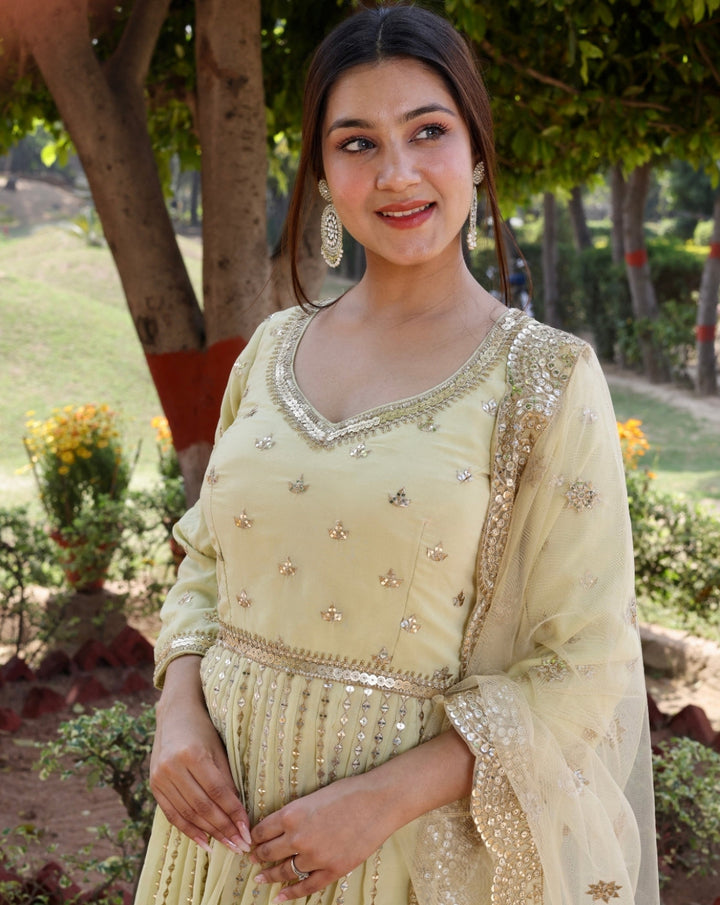 Gota Patti Embroidery Georgette Kurta Patiala with Embellished Dupatta