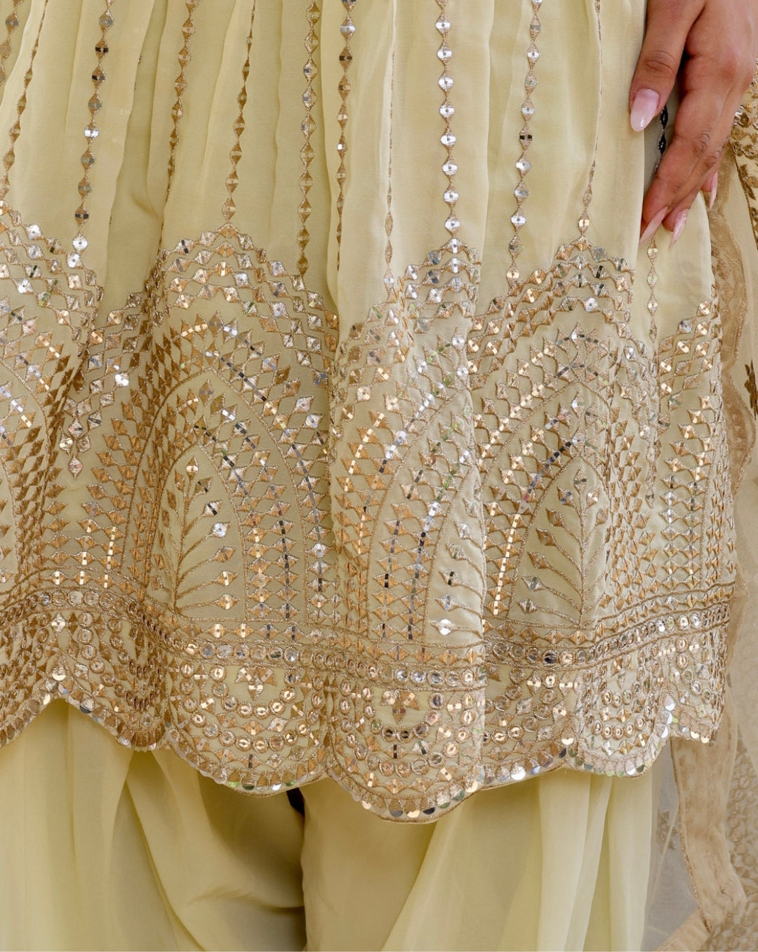 Gota Patti Embroidery Georgette Kurta Patiala with Embellished Dupatta