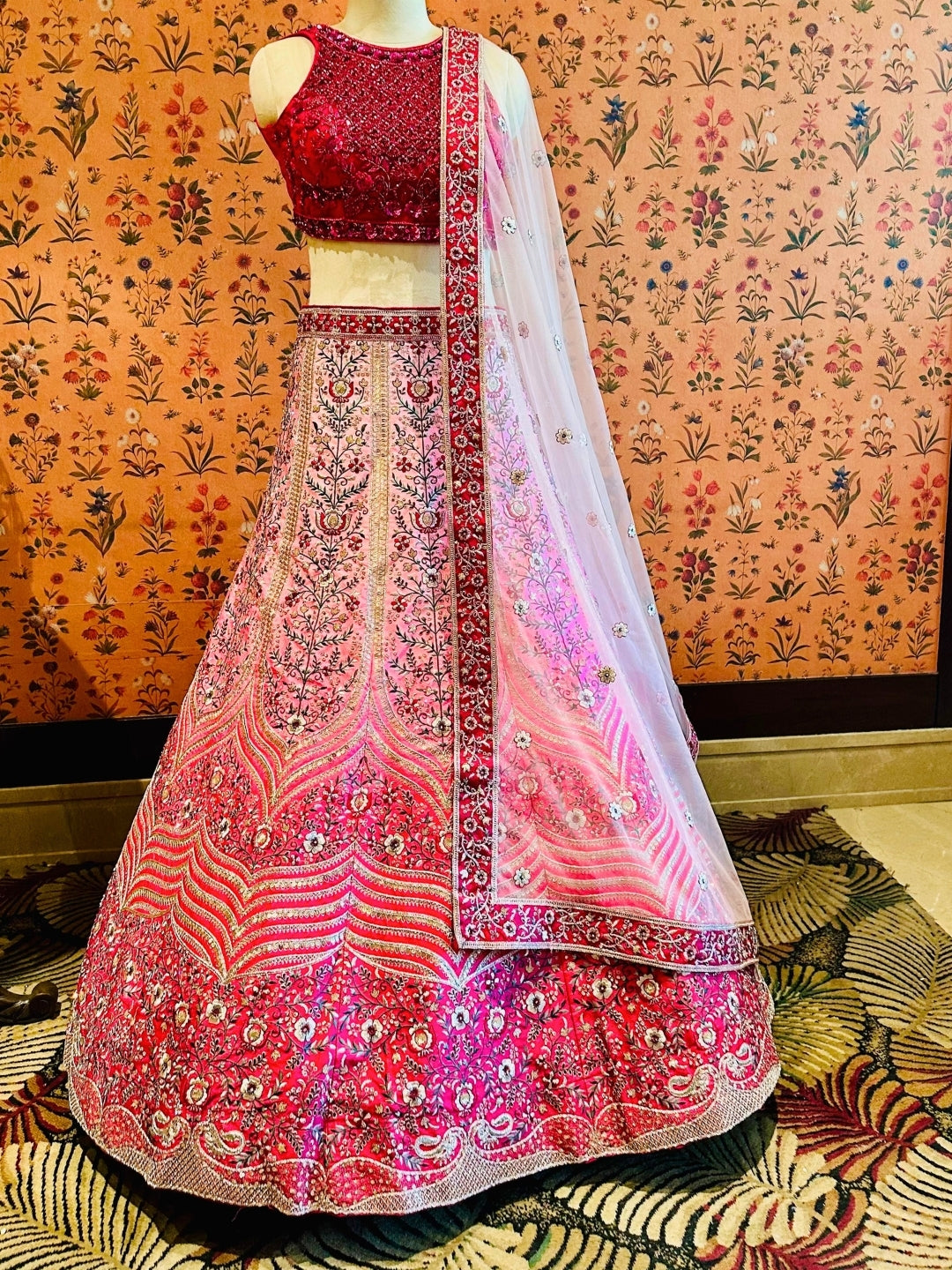 Radiant Ruby Red Lehenga