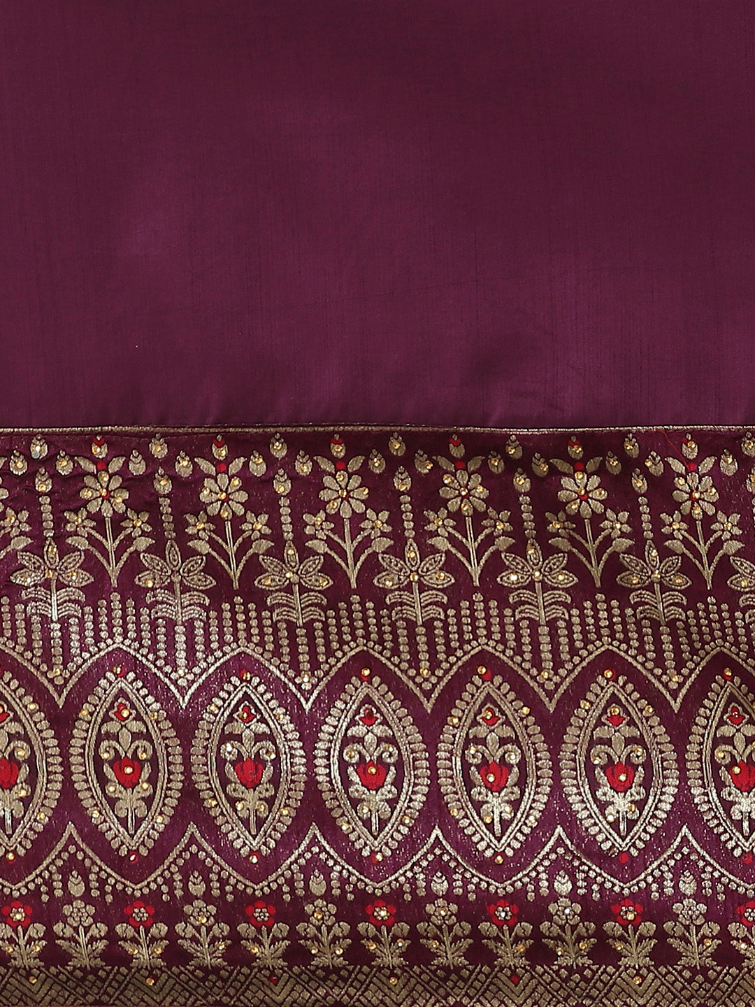 Burgundy Art Silk Embellished Saree with contrast Banarasi Meenakari Weaving Border
