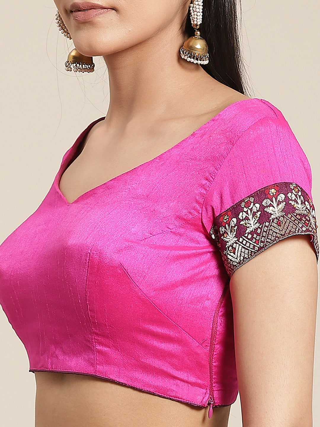 Burgundy Art Silk Embellished Saree with contrast Banarasi Meenakari Weaving Border