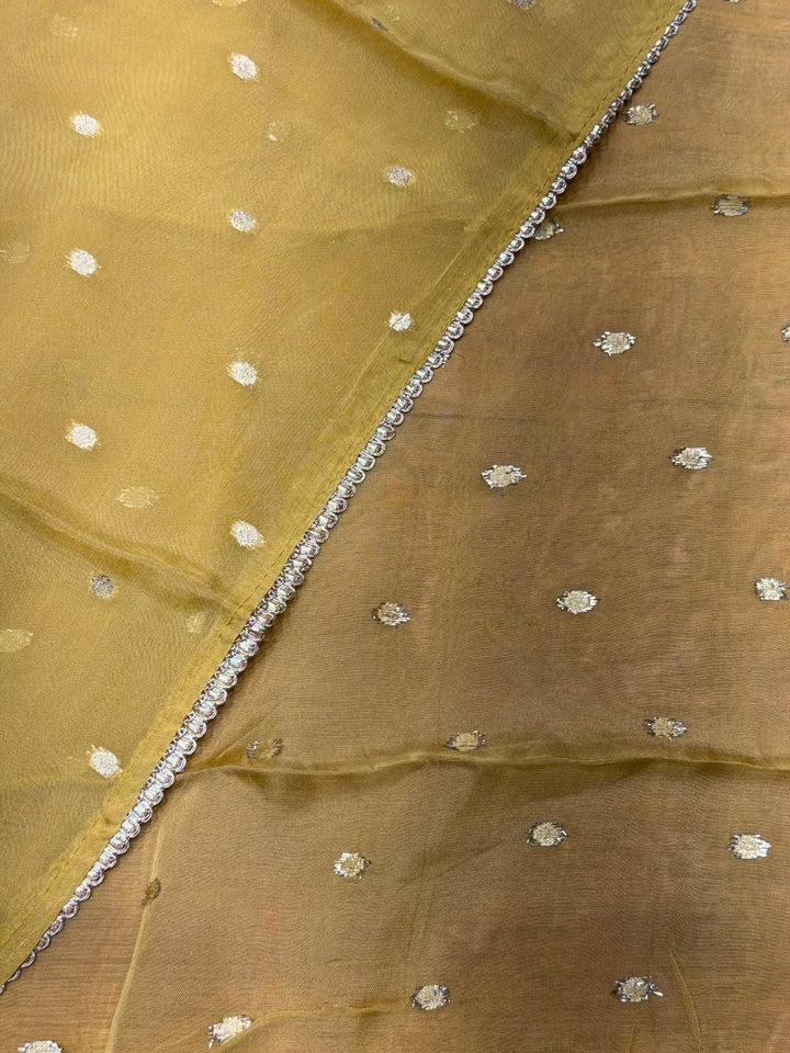 Zari Meenakari Weaving South Crepe Unstitched Suit with Organza Zari Handloom Dupatta