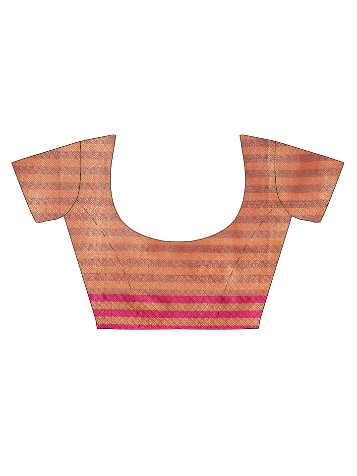 Checked Chanderi Silk Saree with Zari Handloom Motifs