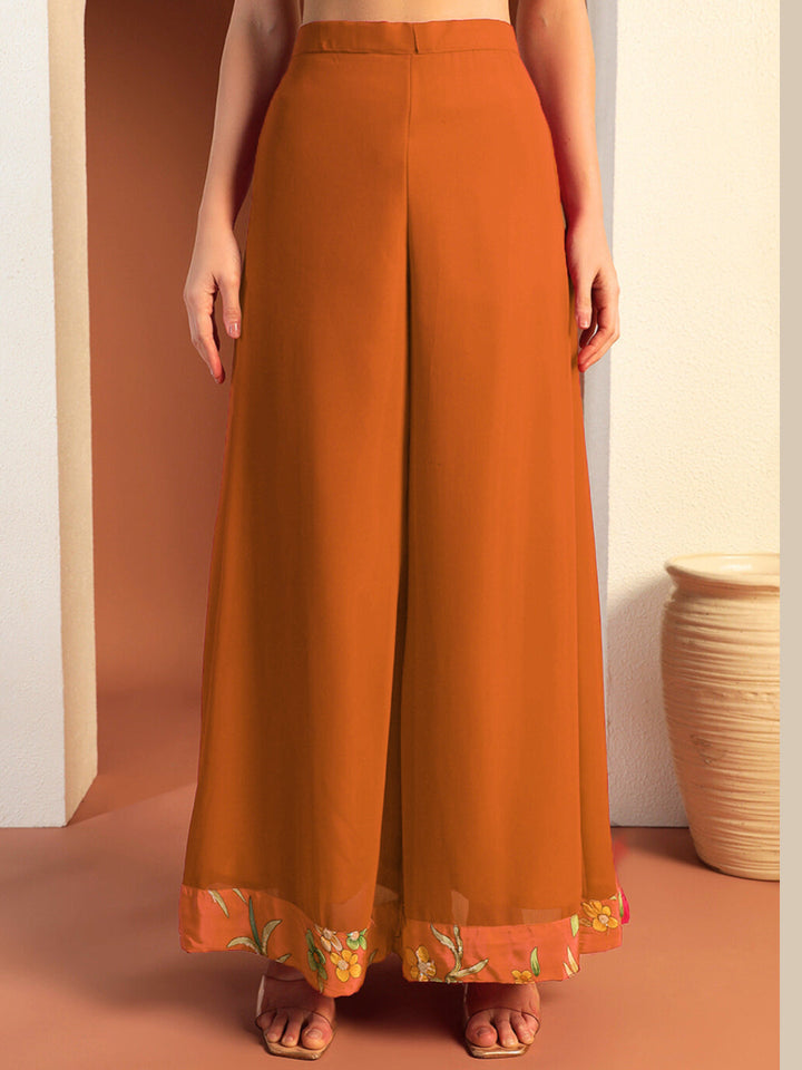 Digital Ombre Floral Print Kurta Set with Tasseled Hemline and Pearl Embellishments