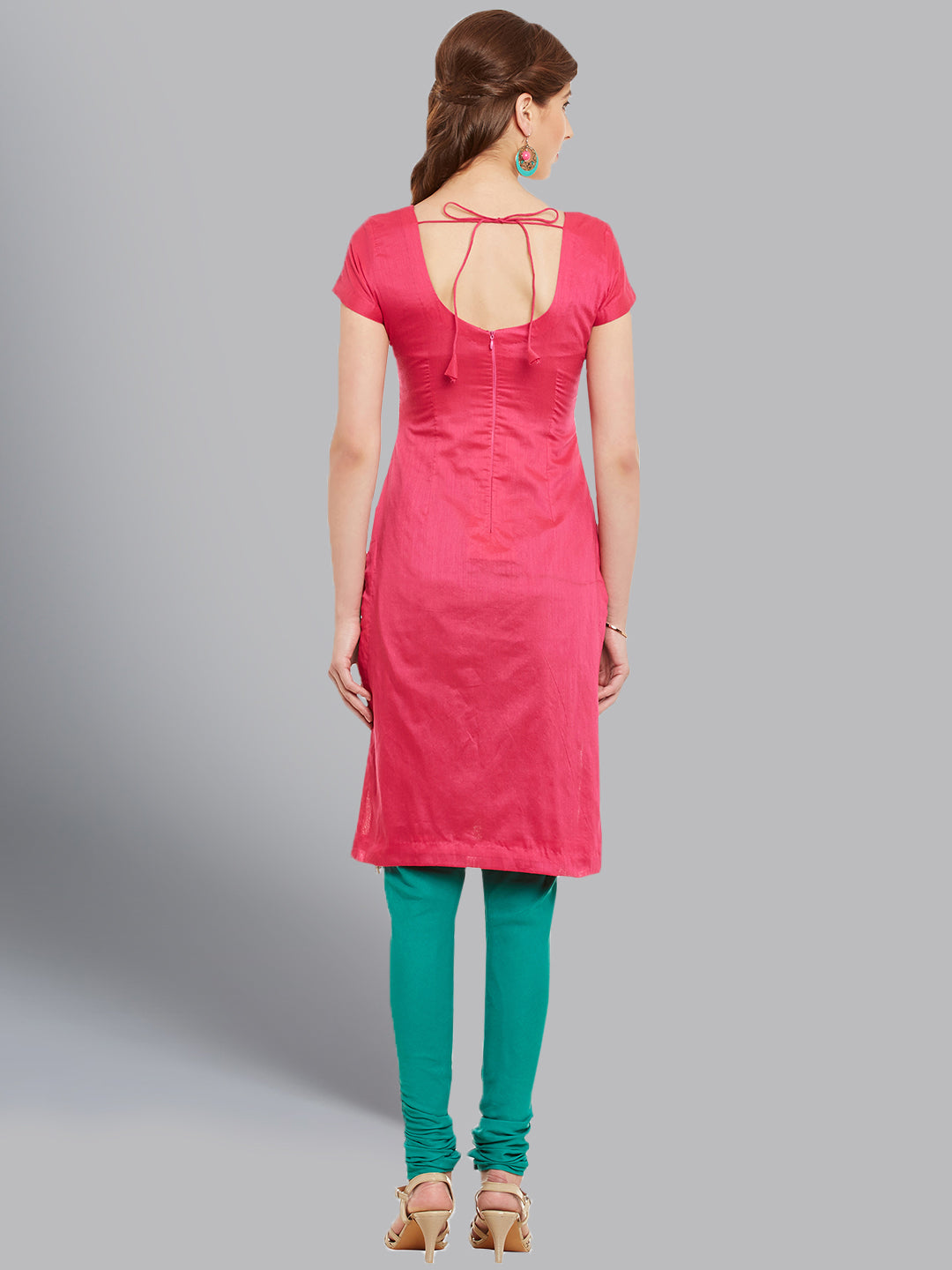 Cotton Dress Material with Floral Resham Embroidery