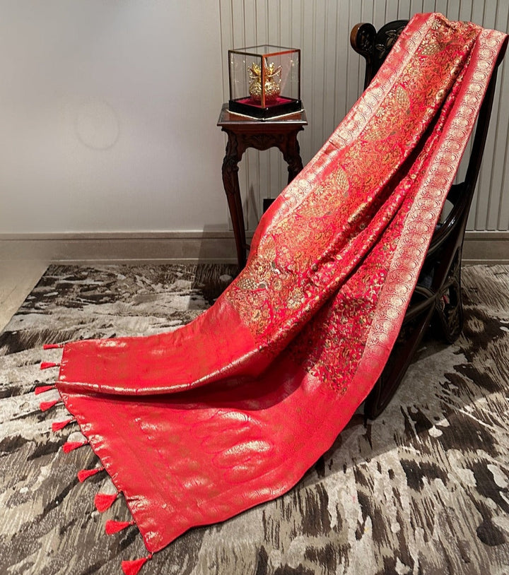 Vibrant Red Silk Saree