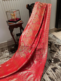 Vibrant Red Silk Saree