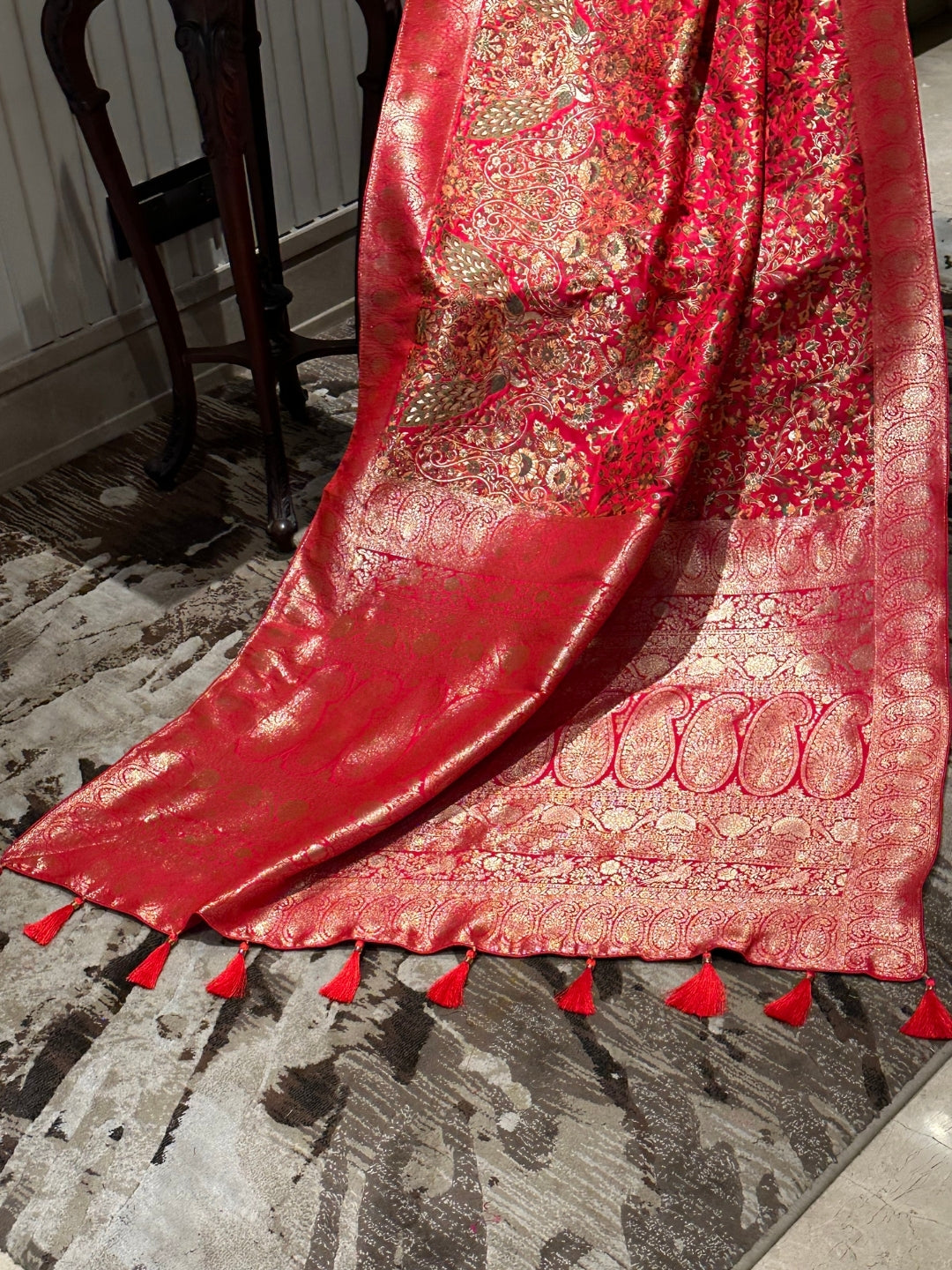 Vibrant Red Silk Saree