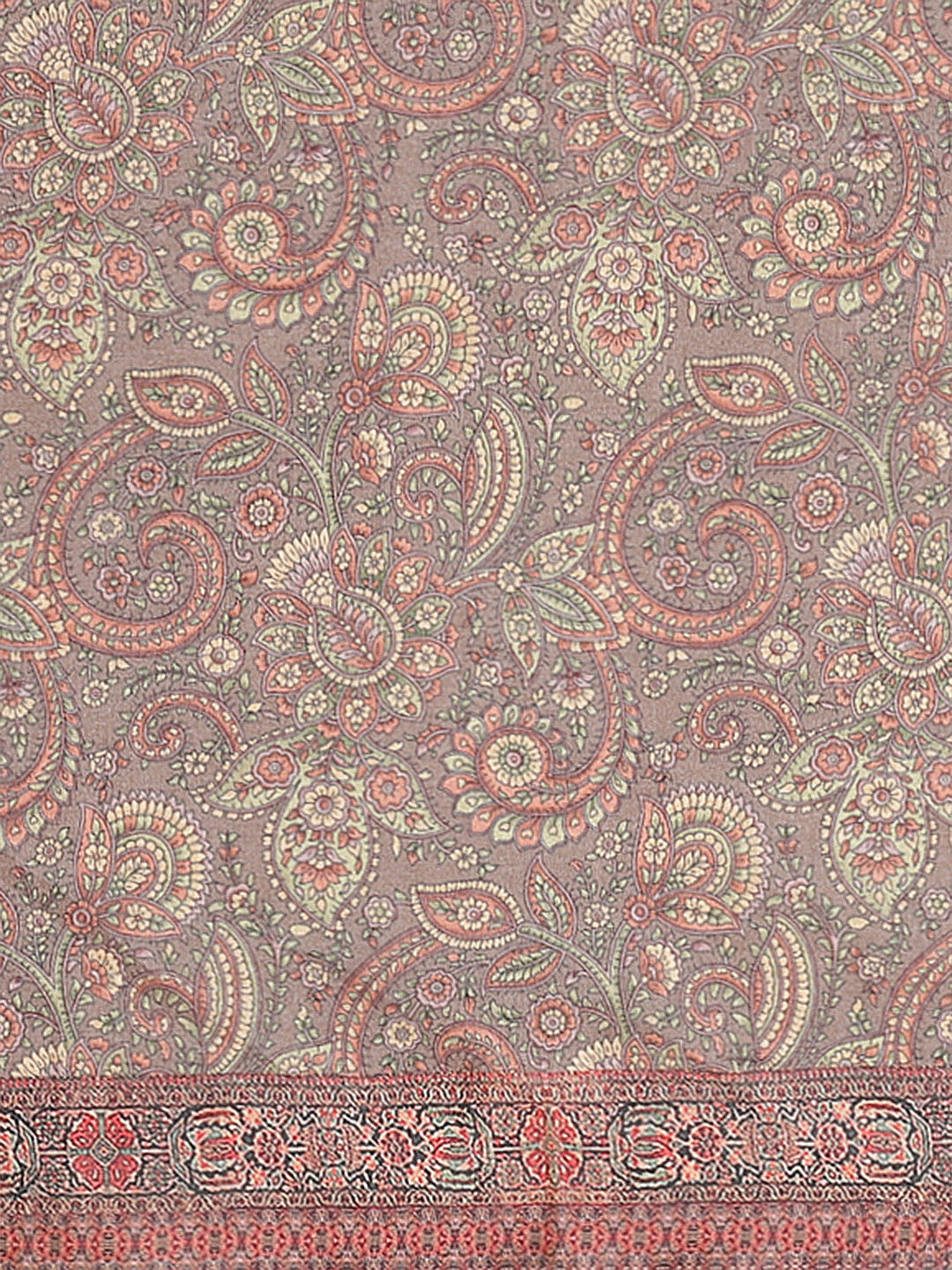 Kantha Resham embroidered Half-and-Half Saree with Traditional kalamkari Print in pleats