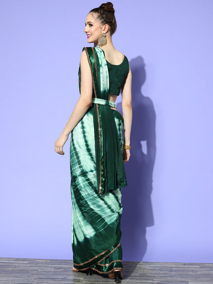 Tie & Die Draped Belted Chiffon Saree With Heavy Embellished Blouse