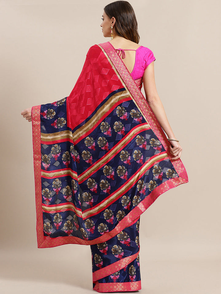 Crepe Printed Saree with Floral Digital print