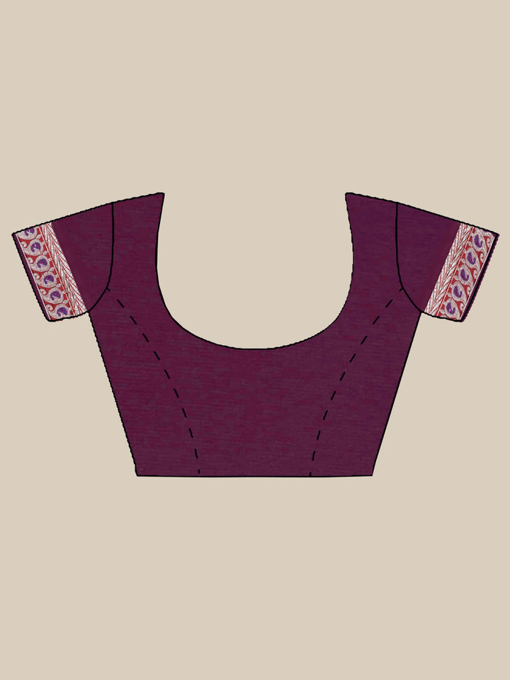 Burgundy Embroidered Georgette Party Wear Saree With Ethnic Ambi Motifs