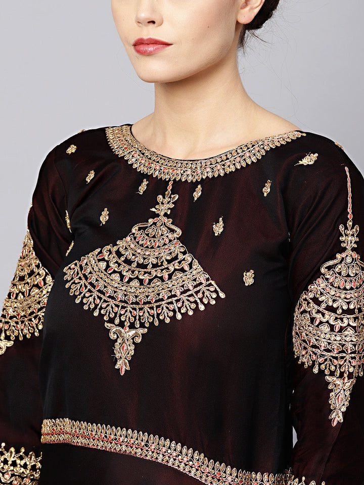 Embellished Gown with Zari and Resham Embroidery