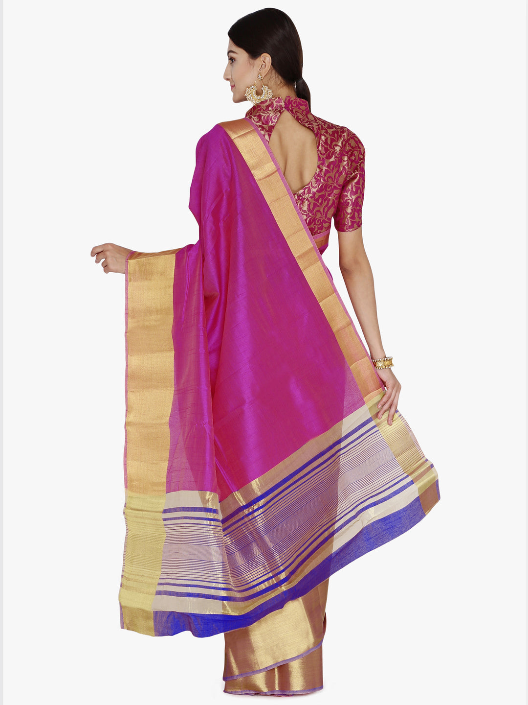 PInk & Blue Woven Design Banarasi Silk Saree