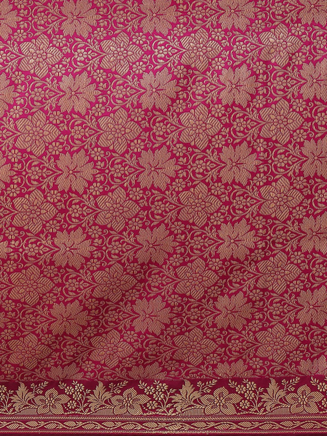 Magenta Resham & Thread Woven Banarasi Silk Saree