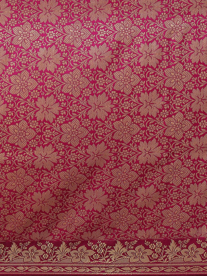 Magenta Resham & Thread Woven Banarasi Silk Saree
