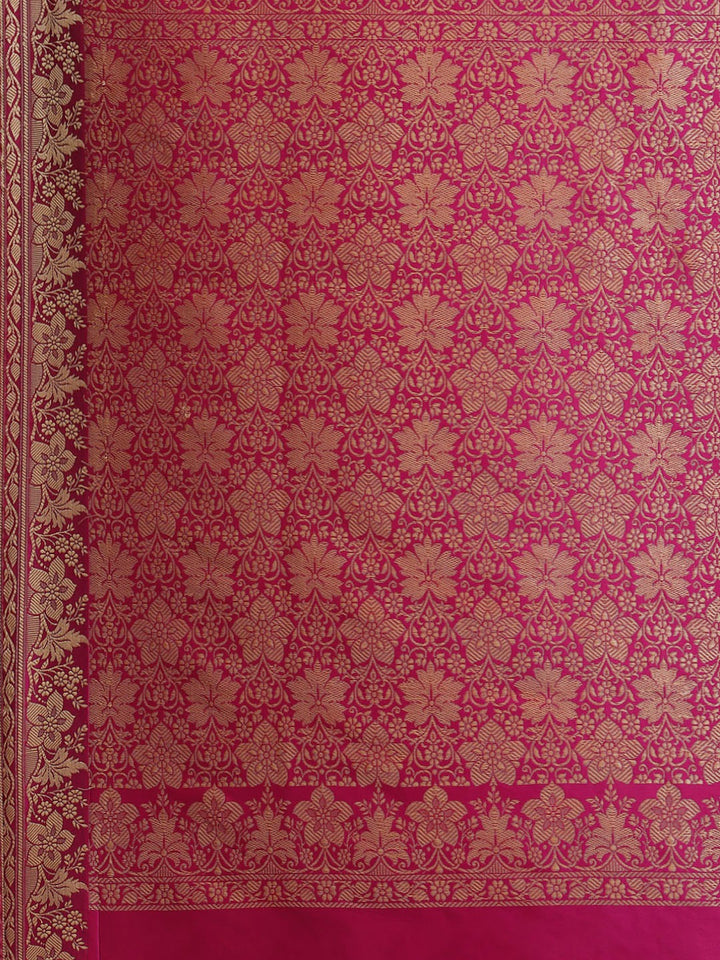 Magenta Resham & Thread Woven Banarasi Silk Saree