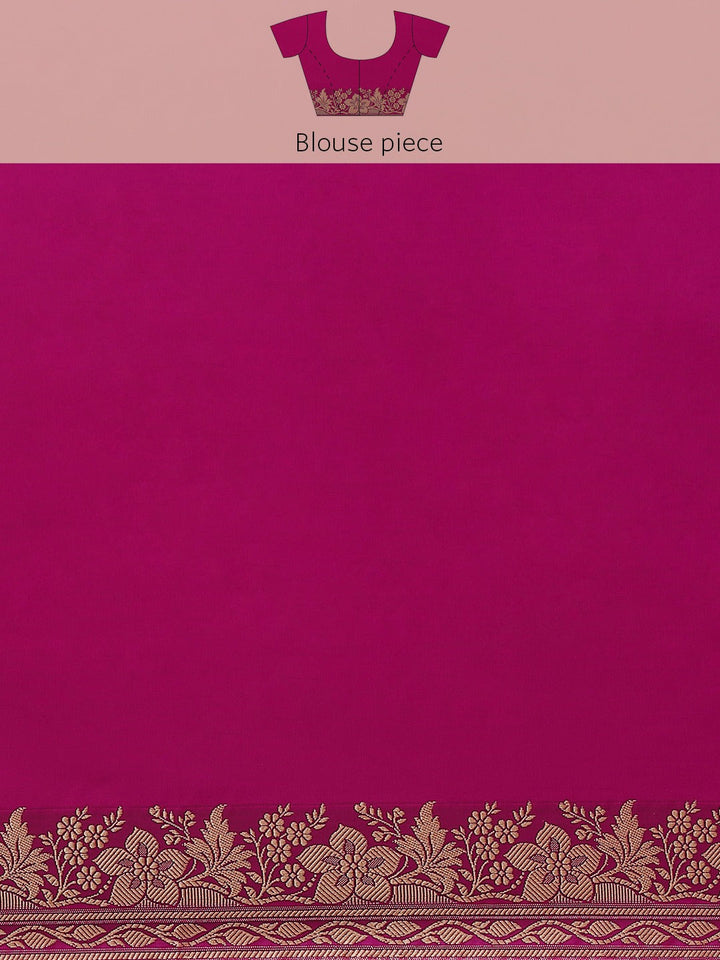 Magenta Resham & Thread Woven Banarasi Silk Saree