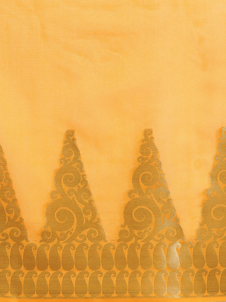 Banarasi Chanderi Silk Saree with Zari Temple Paisley Pattern