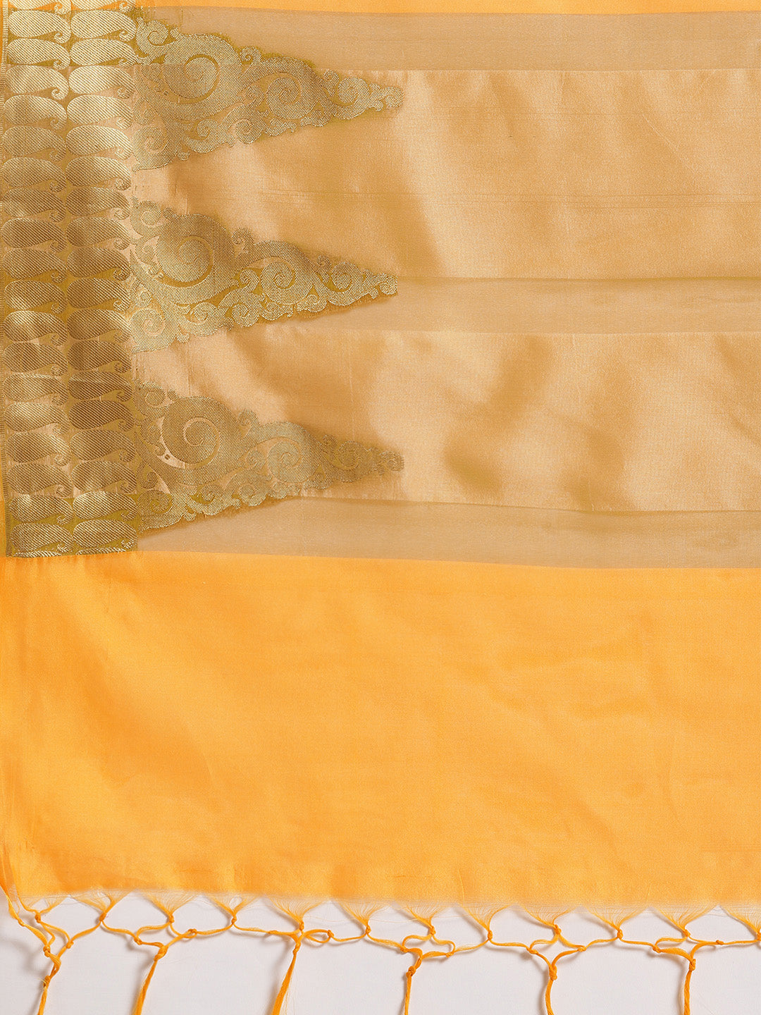 Banarasi Chanderi Silk Saree with Zari Temple Paisley Pattern