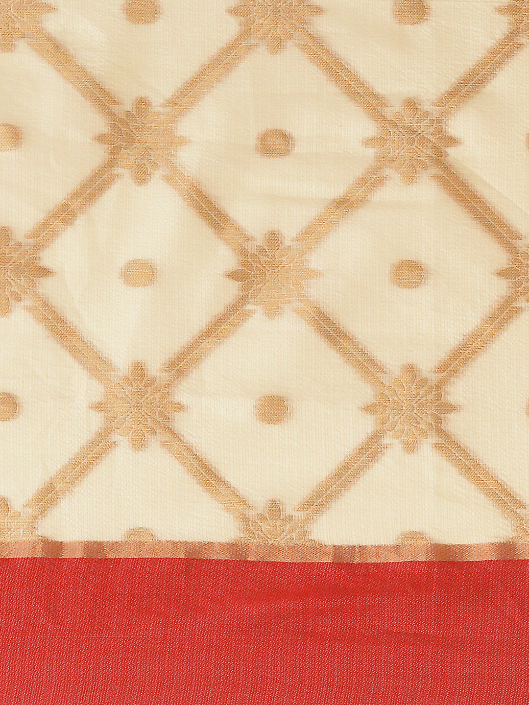 Gold Jamdani Chanderi Saree with Geometrical Zari weaving & Colorblocked border