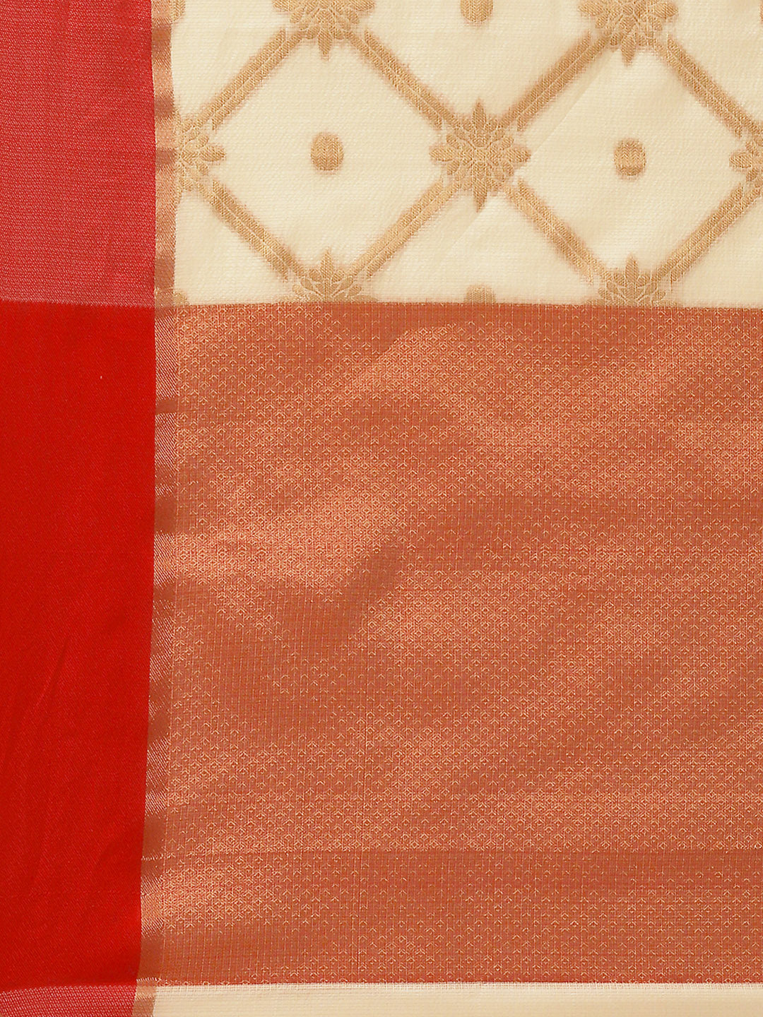 Gold Jamdani Chanderi Saree with Geometrical Zari weaving & Colorblocked border