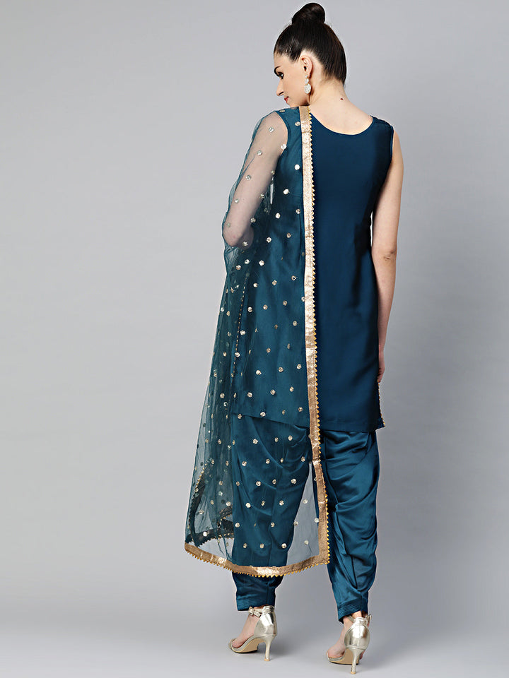 Crystal Embellished Kurta Set With Patiala Salwar
