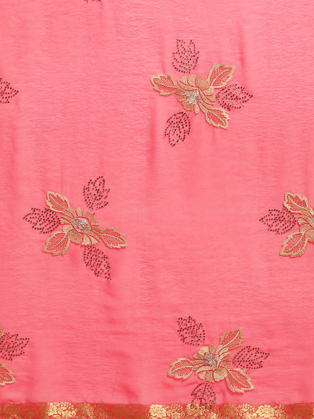 Chiffon Resham Embroidered Saree with Zari Border