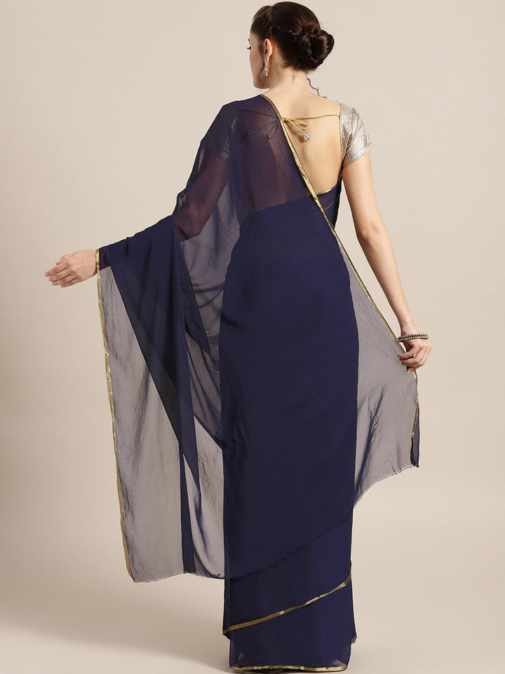 Hand-dyed Chiffon Leheriya Saree with Brocade Blouse
