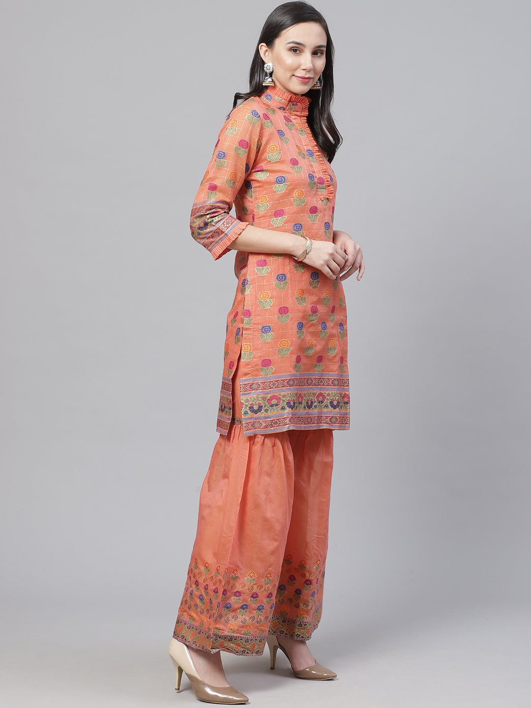Handloom Chanderi Dress Material with Woven Dupatta & Tassels