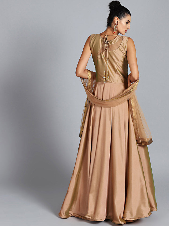 Sequinned Floor Length Suit with matching dupatta