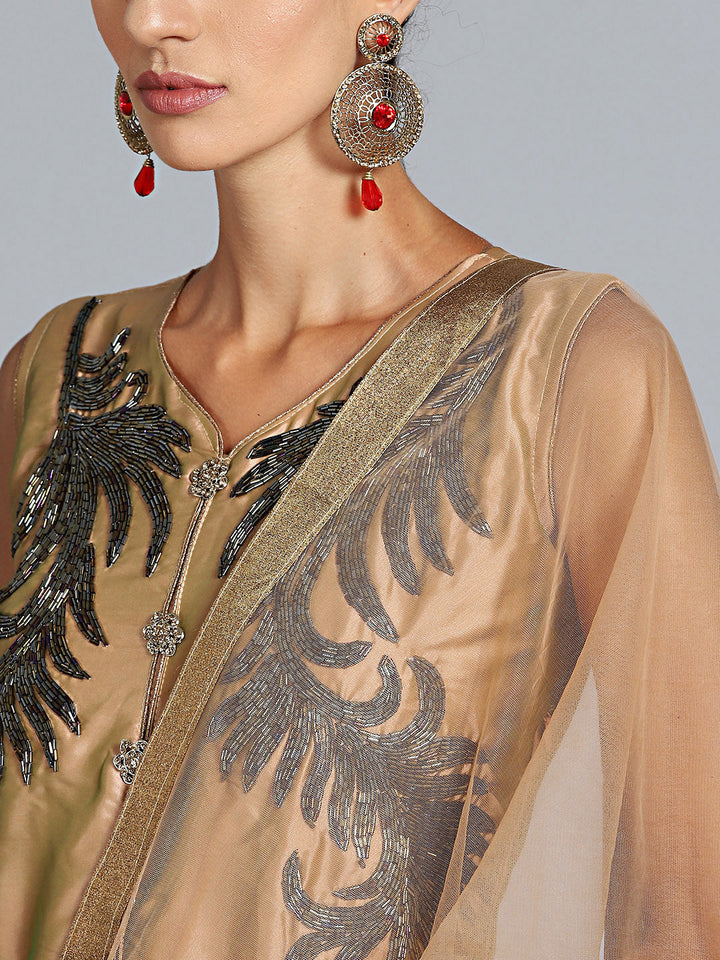Sequinned Floor Length Suit with matching dupatta
