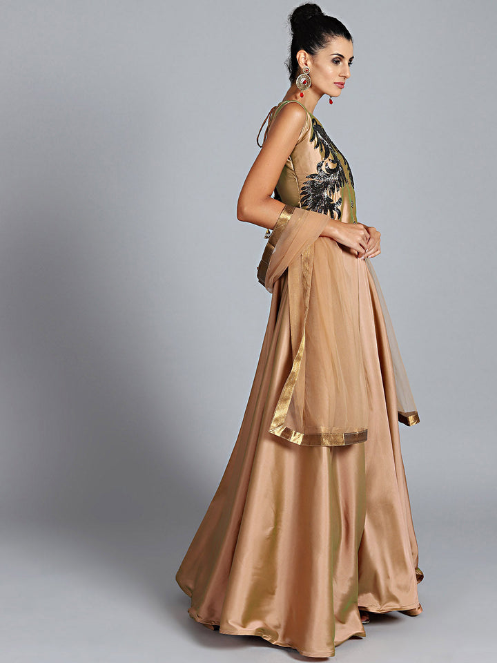 Sequinned Floor Length Suit with matching dupatta