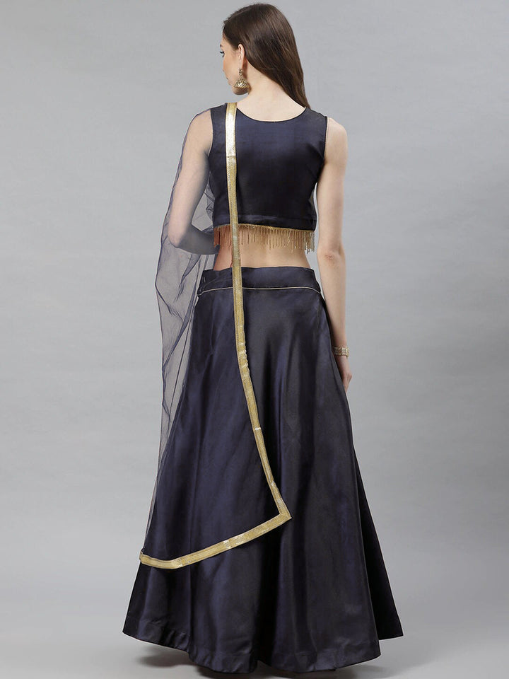 Floral Gold Zari Embroiderd Embellished Lehenga Set