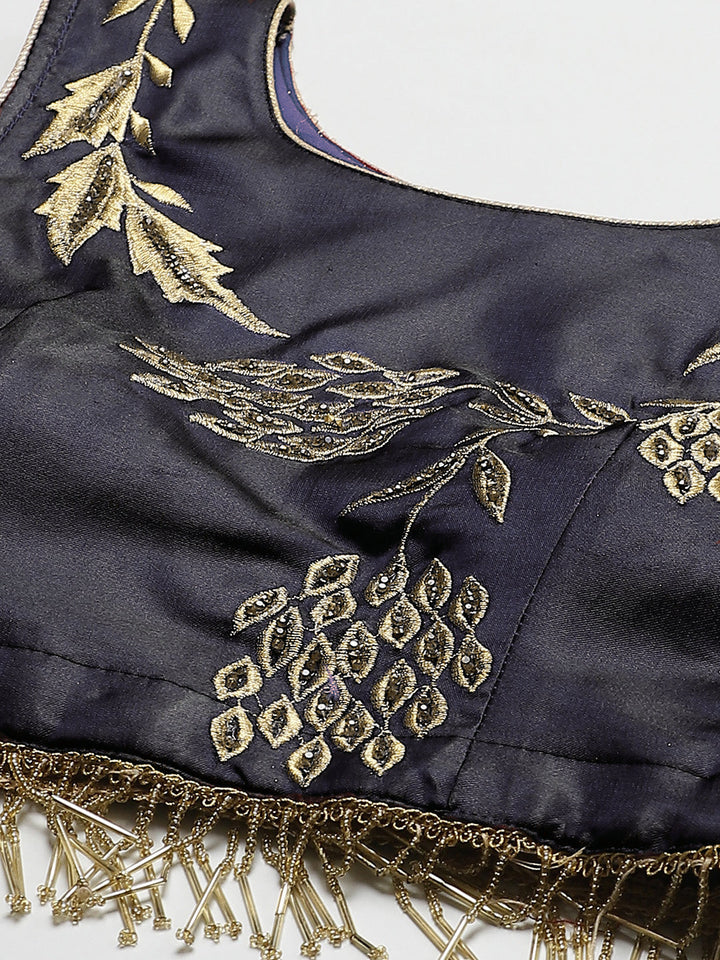 Floral Gold Zari Embroiderd Embellished Lehenga Set