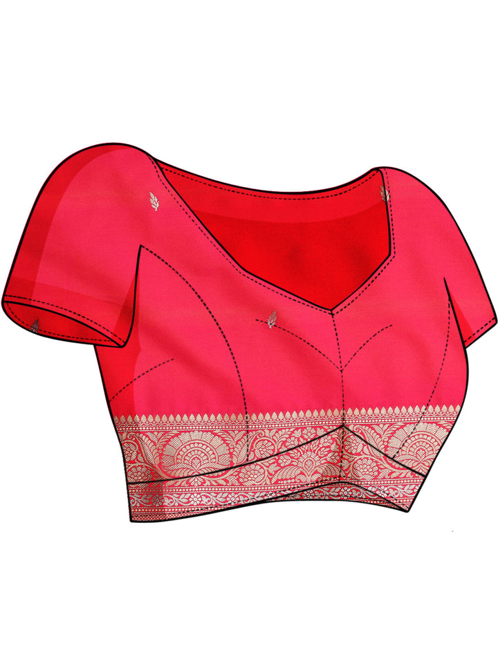 Contemporary Banarasi Handloom saree with Intricate Two-toned Gold Silver Zari Weaving