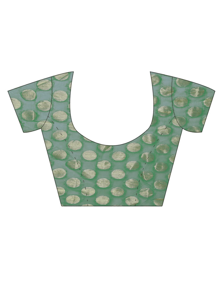 Green Chiffon "Binny" Style Saree with Zari Border and Brocade Blouse