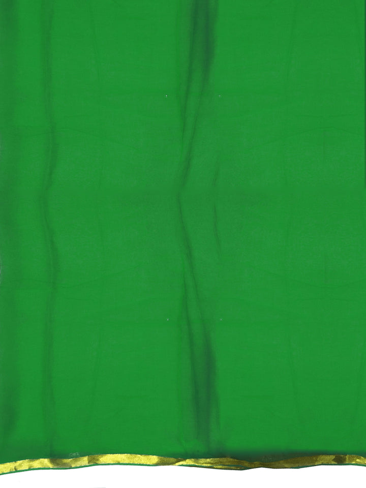 Green Chiffon "Binny" Style Saree with Zari Border and Brocade Blouse