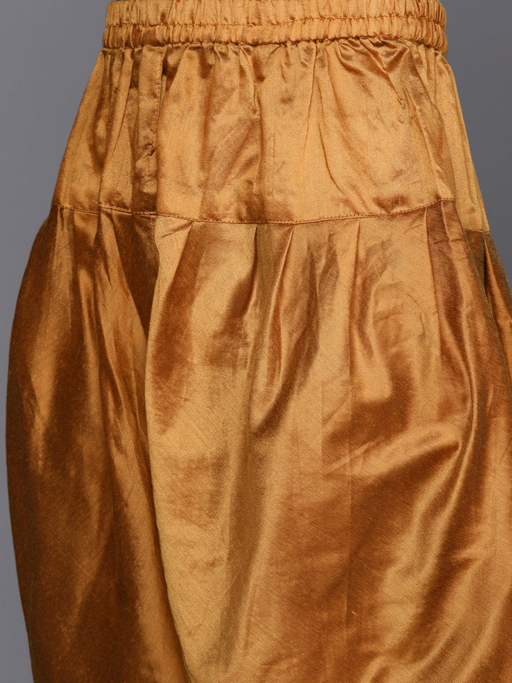 Made to Measure Mustard Banarasi Dhoti Kurta Set With Fabric Buttons, Handloom Dupatta