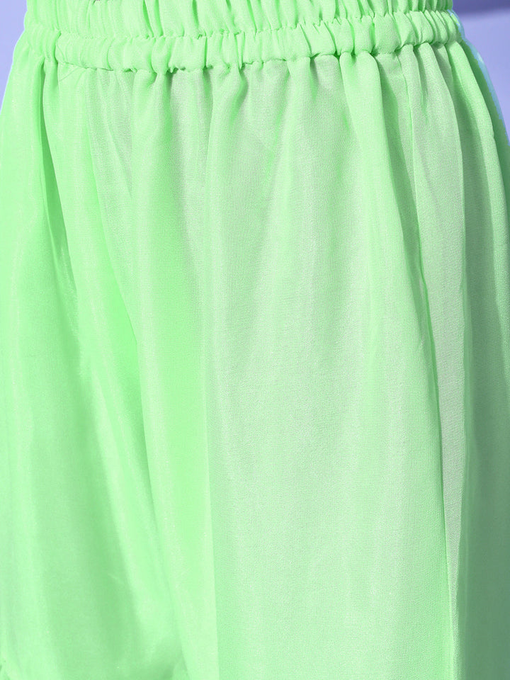 Pastel Green High Slit Nyra style Resham Embroidered Kurta Set