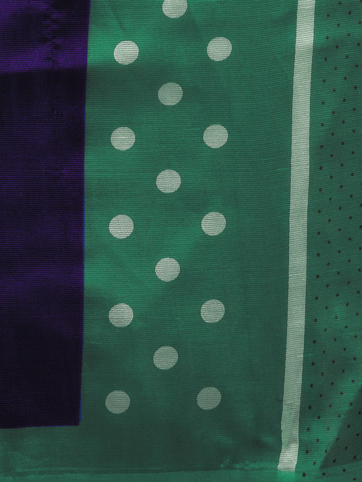 Green & Blue Printed Art Silk Saree