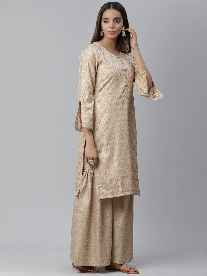 Handloom Chanderi Dress Material with Resham Weave Paisley Pattern & Banarasi Dupatta