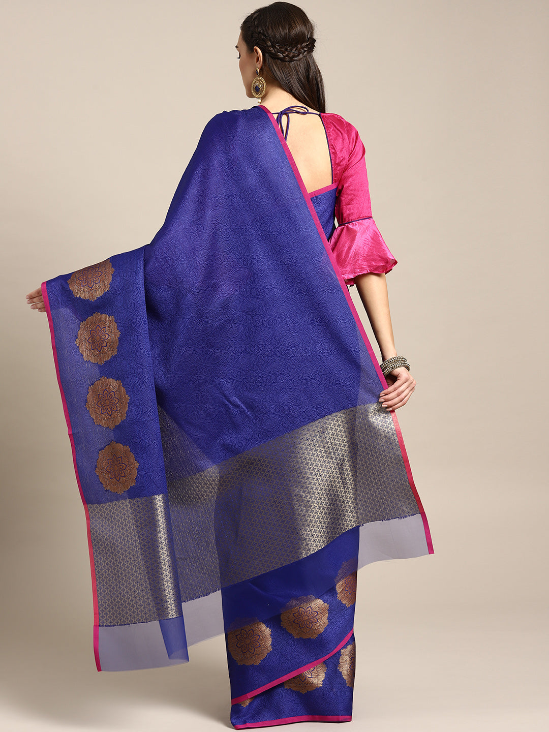 Banarasi Brocade Silk Saree with Floral Zari Weaving